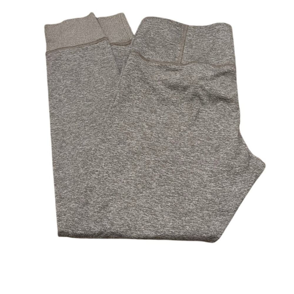 Athleta Softluxe Cuffed Leggings Large Gray Heather High Rise Rib Knit Ankle